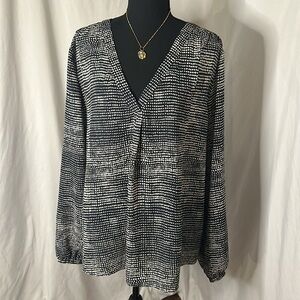 NWT NINE BRITTON long sleeve dot printed blouse -‎ black/cream/ivory